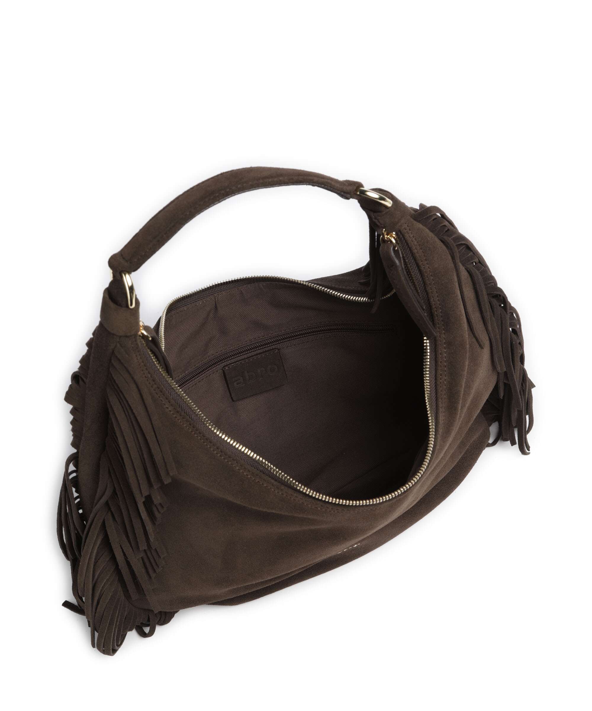 Abro Suede Nana Fringes Torebka worek dark brown - Image 5