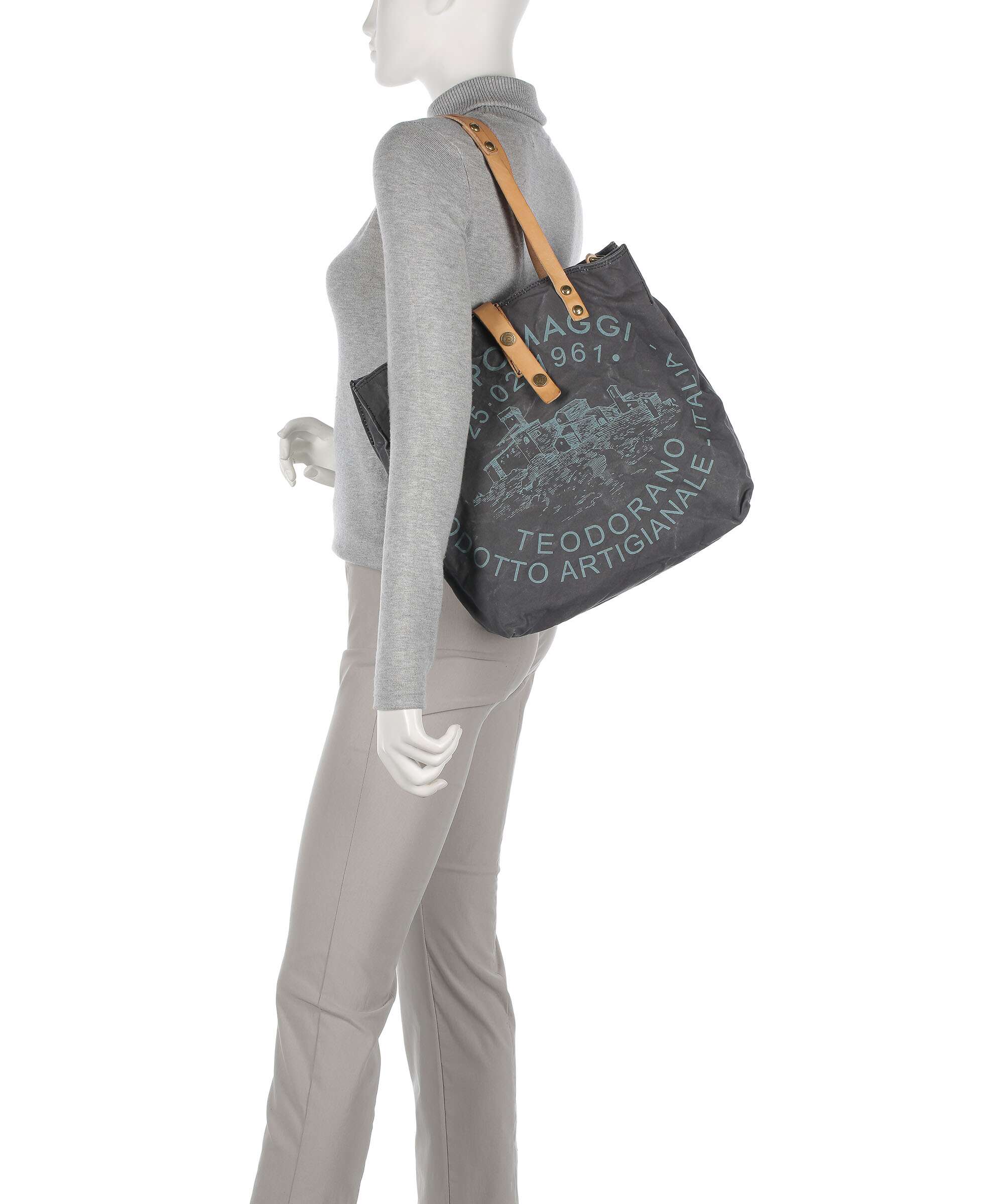 Campomaggi Torba na zakupy grey/natural/peacock - Image 3