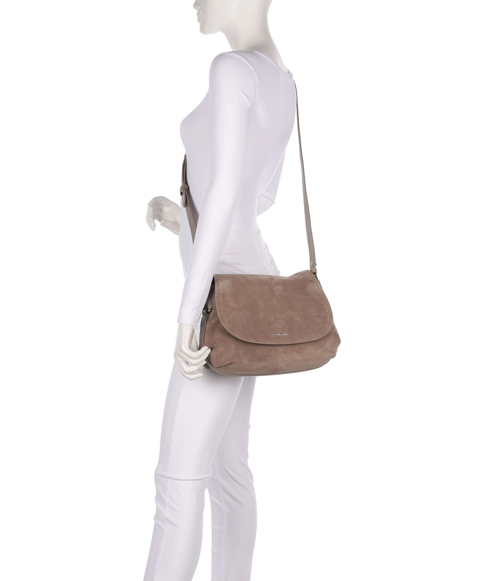 Coccinelle Rebekka Suede Torba na ramię warm taupe - Image 3