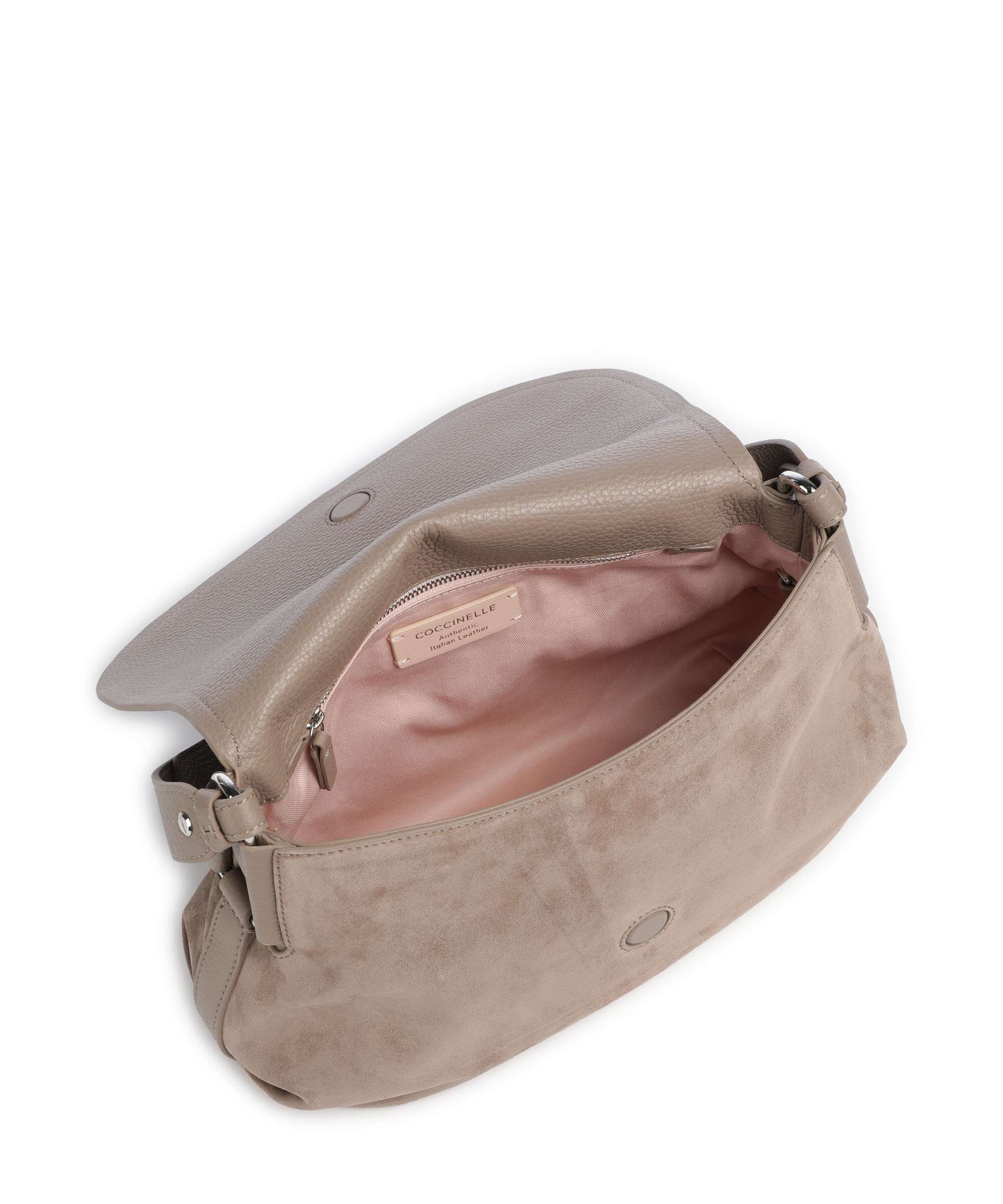 Coccinelle Rebekka Suede Torba na ramię warm taupe - Image 6