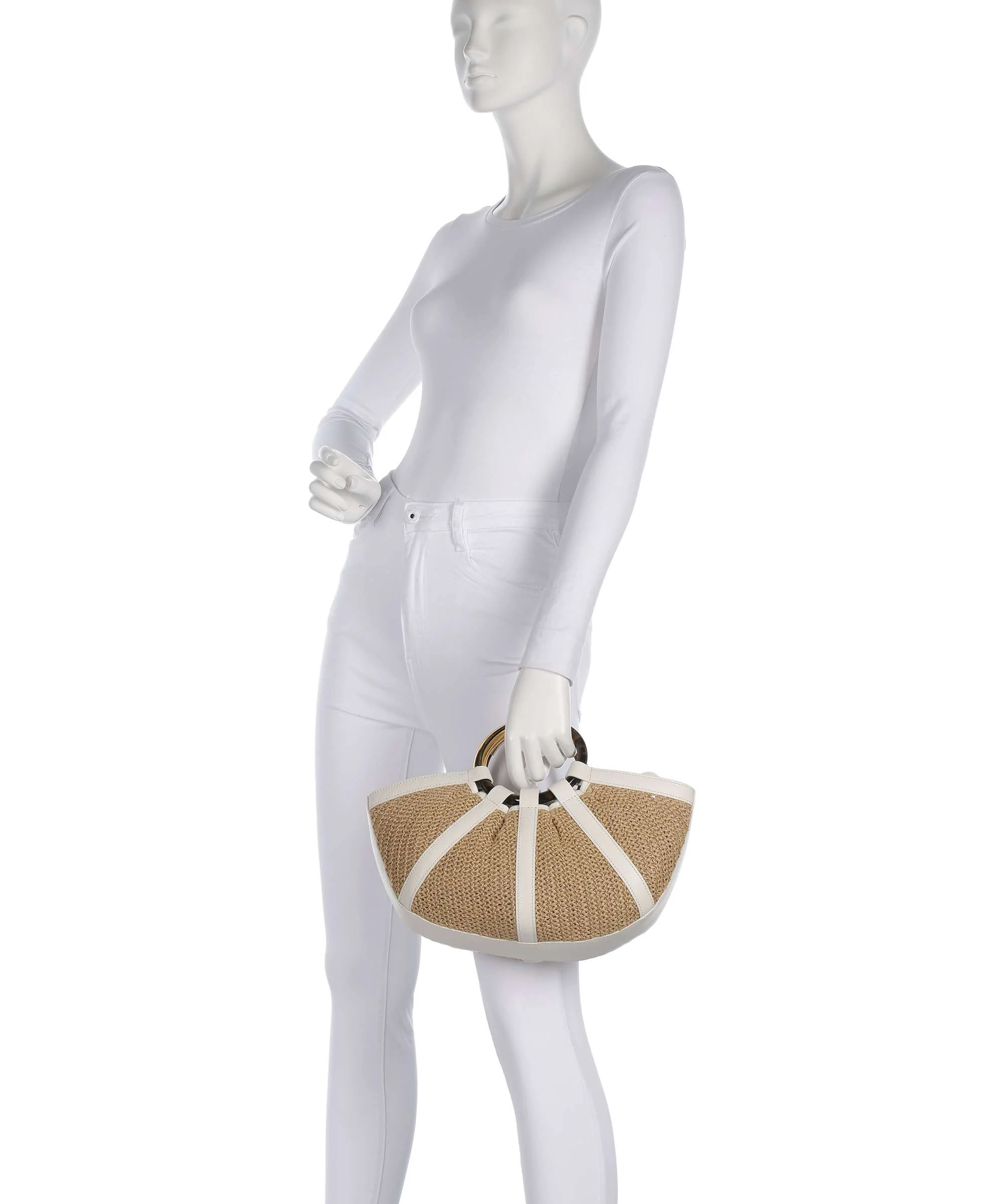 Coccinelle Shell Straw Torebka natural/pearl - Image 3
