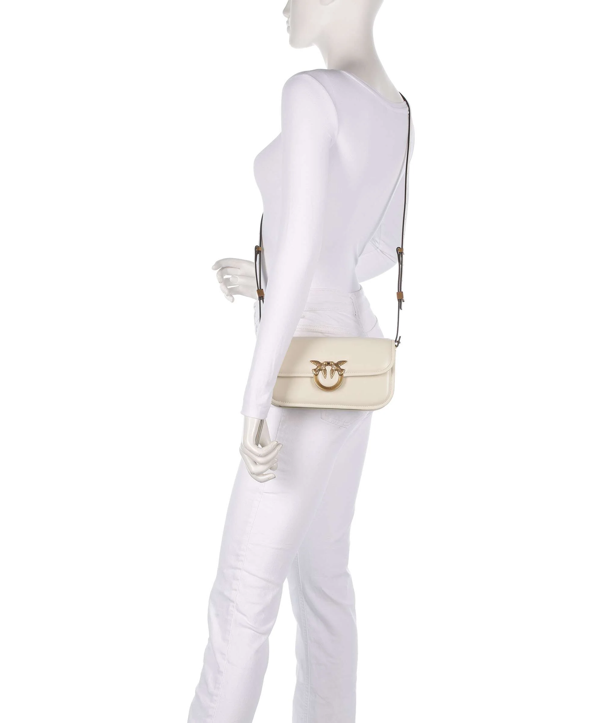 Pinko Love Box Horizontal Torba na ramię bianco seta/antique gold - Image 3