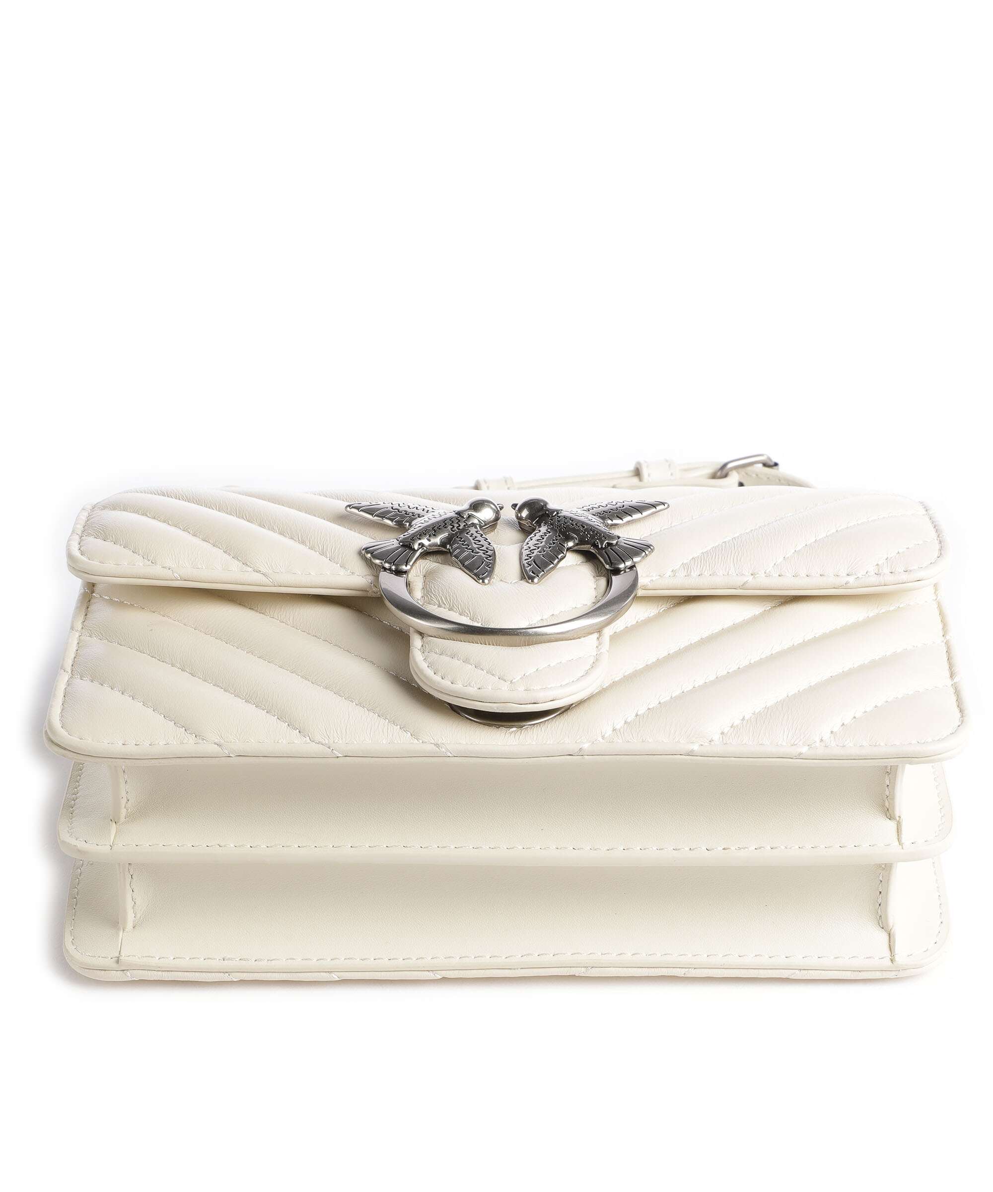 Pinko Love One Mini Torba na ramię bianco seta/old silver - Image 6