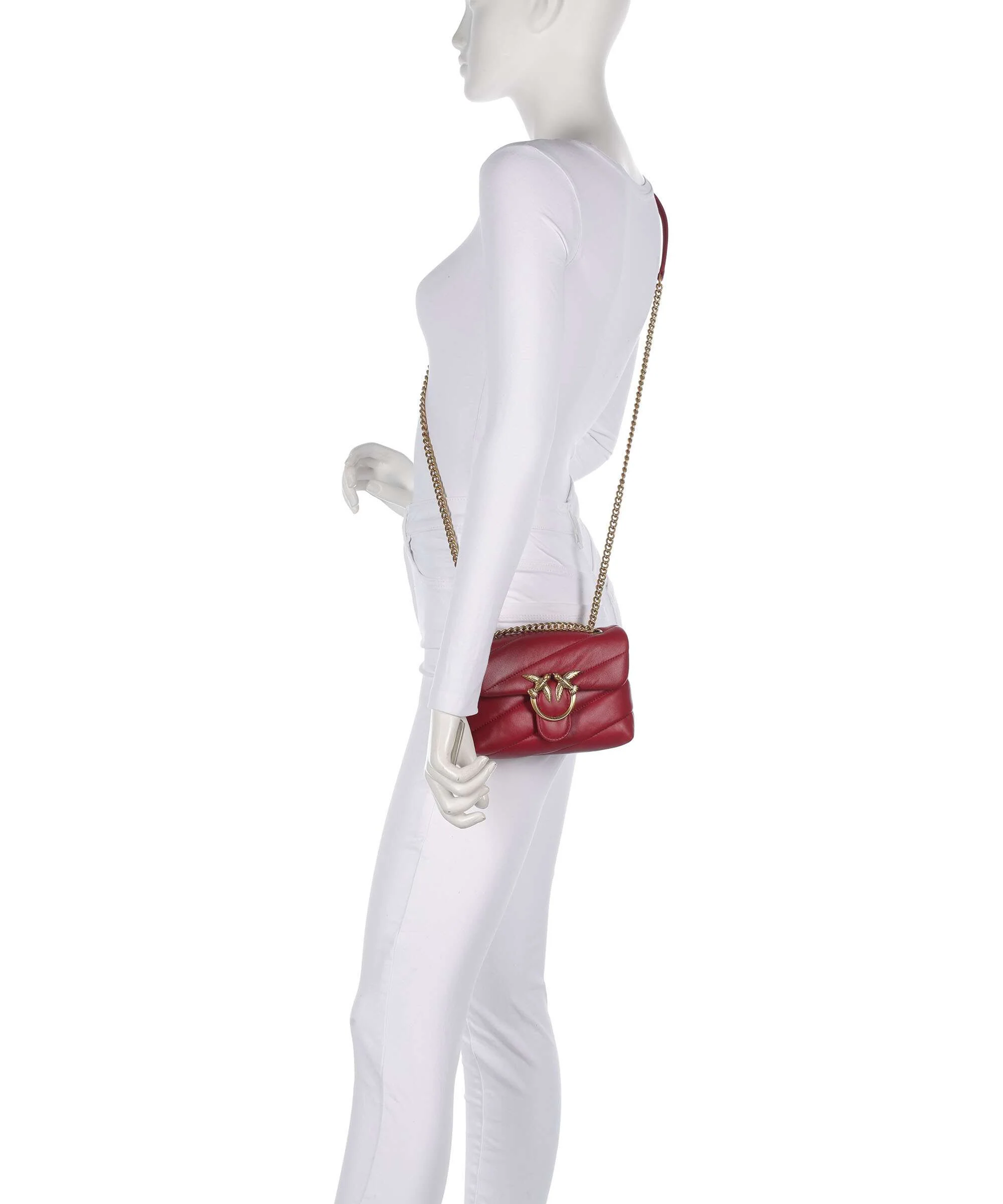 Pinko Love Puff Baby Torba na ramię rosso scuro/antique gold - Image 4
